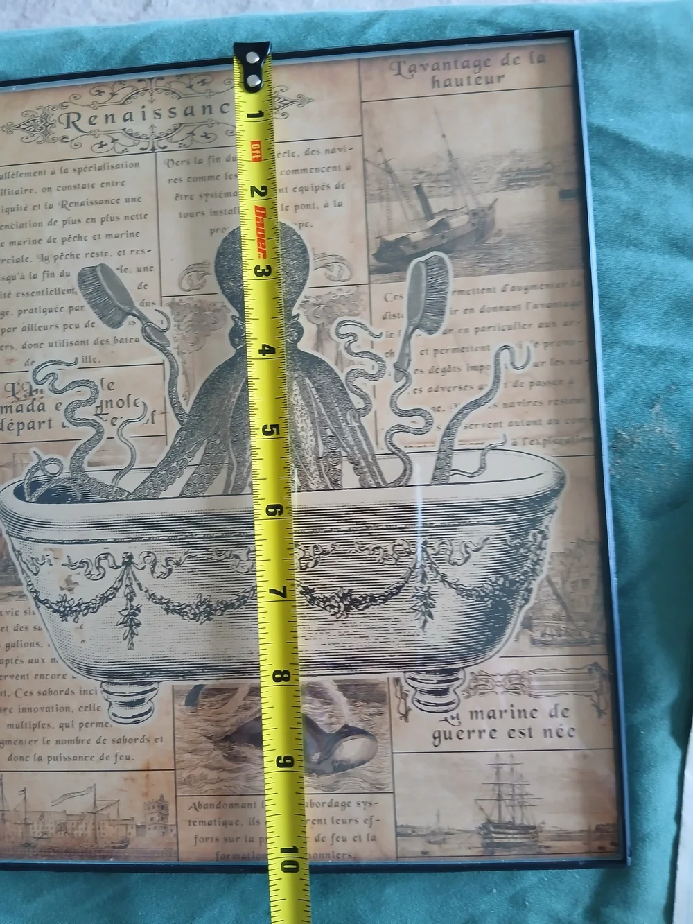 Vintage-Style Octopus Bathtub Wall Art Print - Brown & Beige